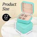 12 Pcs Travel Jewelry Case, PU Leather Mini Jewelry Box Organizer, Portable Storage for Rings Earrings Necklace Bracelet, Bridesmaid Proposal Gift for Women Wedding, Blue