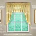 2 x Today's Curtain, Silhouette Stripe Sheer Swag 38", Gold, 60" W x 38" L