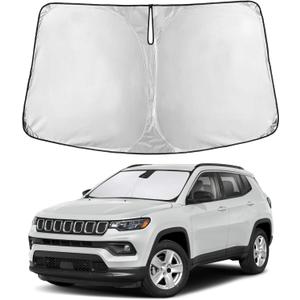 EcoNour Windshield Sunshade Compatible for Jeep Compass 2017-2023 2024 2025, Sun Visor for Front Windshield & Window Sun Shade Cover, UV Heat Blocker & Protector, Car Accessories