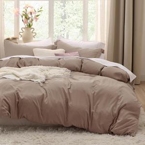 Bedsure Khaki California King Duvet Cover - Prewashed Cotton-Like Extra Soft Bedding Set, Includes 1 Cal King Duvet Cover 104x98 Inches with Zipper Closure & 2 Pillow Shams, Comforter Not Included