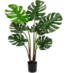 Hollyone 3FT Artificial Monstera Deliciosa Trees Fake Tropical Palm Plants | Faux Monstera Plant Indoor Swiss Cheese Plants for Indoor Outdoor Home Office Garden Living Room Decoration, 1 Pack