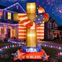 OurWarm 8 FT 4th of July Inflatables Outdoor, Vintage Patriotic Inflatables Cross with Cardinal American Flag & Stars, Fourth of July Inflatable with LEDs for Yard Lawn 4th of July Decorations Outdoor