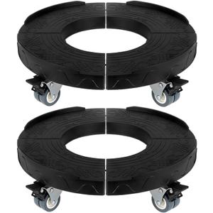 W B D WEIBIDA Trash Can Dolly Wheels Round Cart Heavy Duty, Adjustable 15-19 Inch Drum Dollies Multi Functional Plastic Barrel Roller Holds up to 440lbs, 2 Pack