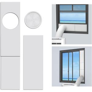 LBG Products Portable Air Conditioner Window Seal Plates Kit, Vertical AC Window Unit, Adjustable Seal AC Window Vent Kit for Exhaust Hose, Universal for Ducting with 5 inches Diameter