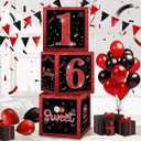 3 Pcs Happy 16th Birthday Decorations Red Black Balloon Box for Boys Girls Sweet 16 Birthday Party Sixteen Year Old Theme Balloons Cardboard Boxes Gift Supplies Table Centerpieces Decor