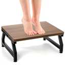 Wooden Step Stool for Adults Seniors, Heavy Duty Stools for High Bed with Adjustable Non-Slip Feet, One Step Foot Stool for Bedroom Living Room Bathroom Kitchen, Hold Up to 220 lb, Brown