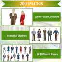 Juexica 200 Pcs 1: 75 Scale Mini People Figurines Model Trains Architectural Painted People Figures Tiny Plastic Miniature Figurines Sitting Standing Model for Miniature Scenes Museum Project