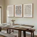Framed Vintage William Morris Canvas Wall Art Set of 3, Large Neutral Floral Artwork Prints, Botanical Nature Aesthetic Wall Decor for Living Room, Bedroom, Hallway and Office, Total Size 30x60