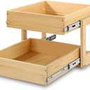 Mulush Pull Out Cabinet Organizer, 23''W21''D16''H Soft Close Slide Out Wood Drawer Shelves Storage for Kitchen, 2-Tier, Finished, Heavy-Duty, Bottom Assembly