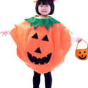 Etistta Halloween 3PC Pumpkin Costume for Kids Children Cosplay Party Clothes (Orange)