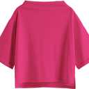 SweatyRocks Women's 3/4 Sleeve Mock Neck Basic Loose T-Shirt Elegant Top (Medium)