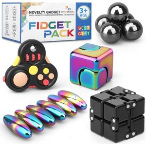 Fidget Toy Pack Fidget Spinner Pad Controller Infinity Cube Magnetic Rock Ball, Metal Finger Hand Spinners Sensory Toy Cool Gadget Reduce Stress Anxiety, Birthday Gift Party Favor