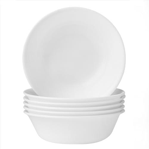 Corelle Vitrelle 4 -Piece Soup/Cereal Bowl Set Triple Layer Glass and Chip Resistant, 18-Oz Lightweight Round Bowls, Winter Frost White