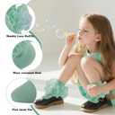 MKYSZLT Girls Ruffle Socks Toddler 4-Layer Big Lace Frilly Dress Socks Turn Cuff Fancy Pageant Sock for Baby Girl Little Kids (US, Age, 4 Years-6 Years, light green - 1 pair)