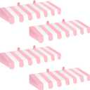 Boao 4 Pack Pink Circus Awning Decoration 3D Pink and White Stripe Cardboard Awning Bulletin Board Wall Decor Sweet Ice Cream Party Favors for Lemonade Stand Truck Bulletin Board