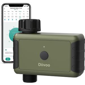 Diivoo Bluetooth Water Timer for Garden Hose, Smart Sprinkler Irrigation Timer with Timing, Frequency, Duration and Rain Delay, Working Range is 49.2ft for Outdoor Garden Lawn Pool Watering