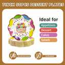50pcs Happy Birthday Plates 7in Scalloped Colorful Candle Paper Plates Polka Dots Birthday Disposable Rainbow Dots Tableware for Home Brunch Birthday Decorations Party Baby Shower Favors 50