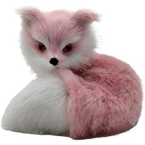 DZYUZK Pink Fox Plush Toy - Cute Realistic Children's Stuffed Animal, Soft Faux Fur (3.94")