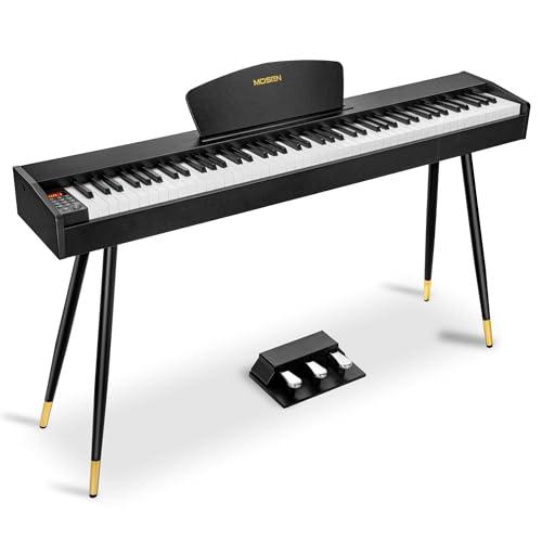 MOSEN Digital Piano 88 Key Weighted Keyboard, Full Size Keyboard Piano, Hammer Action,128 Voices, Recording, 3-Pedal, Music Stand, USB-MIDI MP3 Connecting, Electronic Piano for Beginner, MDP-88, Black