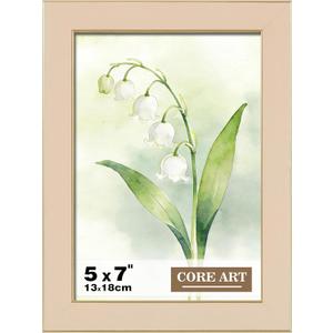 CORE ART 5x7 Picture Frame Ivory White Photo Frame, 5 by 7 Colorful Frame with HD Plexiglass, Wall or Tabletop Display