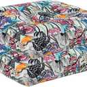 2-Pack Outdoor/Indoor Wicker Patio Seat Cushion Pad with Ties - Dining Chair Cushion, 17" x 17" (Black Purple Flowers)