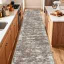 Hallway Runner Rug 3x10 Textured Non Slip Carpet Runner,Abstract Brown