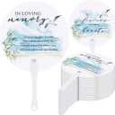 Teling 100 Pcs Funeral Favors Round Fans Bulk Plastic Handheld Remember Me Hand Held Parlor Fans with Handle Hand for Funeral Services Condolence Sympathy Gift(Seagull)
