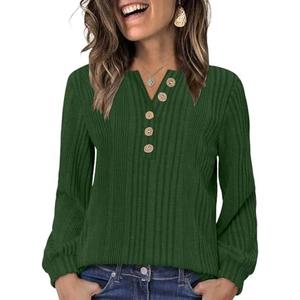 DouBCQ Long Sleeve Shirts for Women Lightweight Henley Sweater Fashion Casual Crewneck Tunic Tops (Small, Black)