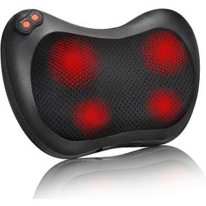 Back Massager, Shiatsu Neck Massager with Heat, Electric Back Massager for Shoulder, Back, Leg, Deep Tissue Kneading Massage to Relief Muscles, Massage Pillow for Mom/Dad/Women/Men (Black)