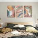 CHDITB Abstract Watercolor Framed Canvas Wall Art Paintings(16"x24"), 3 Panels Colorful Red Green Yellow Blue White Artwork Printings, Large Modern Above Couch Art Decor for Bedroom Living Room Office