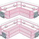 Nieifi Adhesive Corner Shower Caddy Shelf Basket Rack with Hooks, Rust Proof Stainless Steel Bathroom Shelf Shampoo Holder No Drilling (Pink)