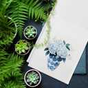 Blue Hydrangea Printed Towel 16x24 Inch - Decorative Hand & Dish Towel with Porcelain Vase Pattern, Kitchen Bath Decor, Housewarming Gift