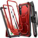 i-Blason Armorbox for Samsung Galaxy S23 Case with Stand & Belt-Clip [Built-in Screen Protector] [2 Front Frames] [Military-Grade Protection] Full-Body Rugged Bumper Case with Kickstand (Ruddy)