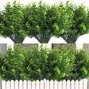 RECUTMS Artificial Boxwood Stems Fake Plant 12 Large Pieces, Faux Farmhouse Greenery Shrubs to Brighten up Your Wedding Home Kitchen Garden Patio Yard Indoor Outdoor Decor(Eucalyptus)