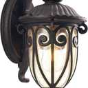 23 Inch Large Porch Light Outdoor Wall Lights for Patio, Antique Bronze Exterior Wall Lantern Sconce with Clear Seeded Glass Shade, Vintage Outside Porch Lighting for Garage