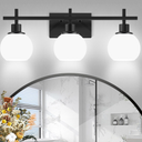 Dpyrrhic Modern Vanity Lighting Fixtures,3Light Black Bathroom Lighting Fixtures Over Mirror，Bathroom Wall Mounted Vanity Light with Milky White Glass Lampshade for Living Room，Bedroom，Hallway