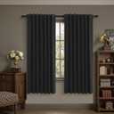 KOUFALL Halloween Black Blackout Gothic Curtains,Vintage Linen Whimsy Goth Curtains for Bedroom Living Room 63 Inch Length 2 Panels Set, 52"W x 63"L