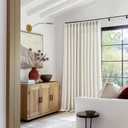 Extra Wide Pinch Pleat Linen Curtains 120 Inches Long for Living Room Sliding Glass Door 70 Inch Wide Sheer Curtain Cream Ivory Boho Pleated Drape with Hooks Rings 70x120 Large Window Curtain 1 Panel (Natural)