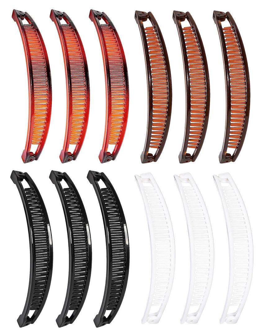 12 Pieces Banana Clip, Classic Clincher Combs for Women, 90s Banana Clips Styling Hair Accessories, Vintage Grip Comb for Fishtail Hair Fish Shape Ponytail Holder