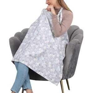 Cotton Nursing Cover for Breastfeeding - Multipurpose Breathable Mother Breastfeeding Cover Nursing Apron (Grey Floral)