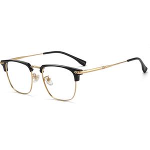 Blue Blocker Glasses for Men Metal Computer Gaming Glasses With Blue Ray Filter (Black Gold)