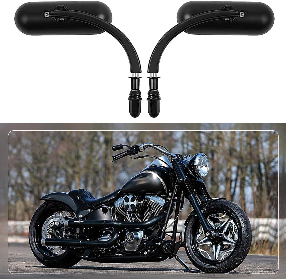 Black Oval Shape Motorcycle Mirrors,Upgrade Rearview Motorcycle Mirrors Compatible with Harley Road King Softail Street Glide Electra Dyna And More