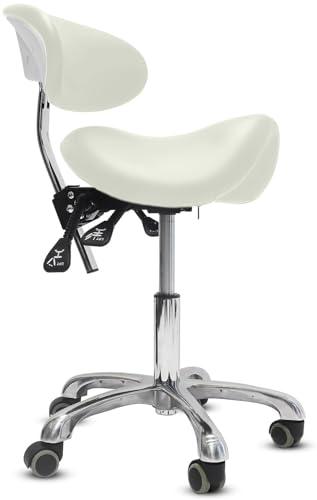 LIMKOMES Saddle Stool with Wheels,3-Way Function Rolling Stool with Back Support,Ergonomic Stool Saddle Stool for Hair Stylist for Dentist Salon Tattoo