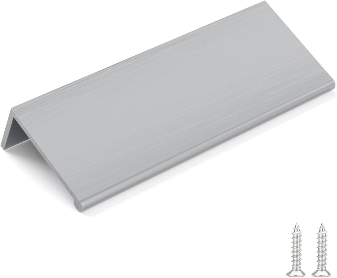 goldenwarm 10 Pack Brushed Nickel Finger Edge Pulls Drawer Finger Pulls Kitchen Hardware Handles Bedroom Dresser Drawers, 3in Hole Centers