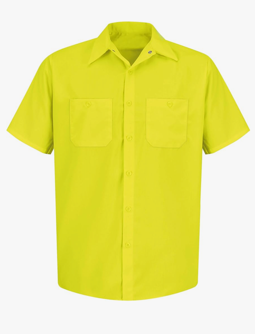 Red Kap Men's Short Sleeve Enhanced Visibility Work Shirt, Size L