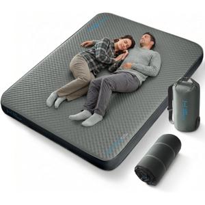 Lost Horizon Air & Foam Camping Mattress, Self-Inflating Sleeping Pad, 4.5" Thick, with Air Pump, Queen, Gray (Grey)