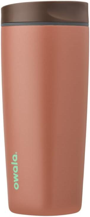 Owala Smooth Sip Slider Insulated Stainless Steel Coffee Tumbler, Reusable Iced Coffee Cup, Hot Coffee Travel Mug, BPA Free 20 oz, Cozy Cocoa