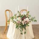 Ling's moment 2PCS Dusty Rose Artificial Floral Swags Wedding Arch Flowers Pink Rose Garland Greenery Centerpieces Arrangements for Sweetheart/Head Table Easel Wall Entryway Board Backdrop Decor