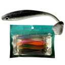 2 x Soft Plastic Baits with Rolled & T-Shaped Tails - Realistic Paddle Tail Swim Baits for Bass Fishing, Saltwater & Freshwater Lures (8Pcs Color Mixing，3.35“，0.19 oz)