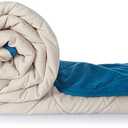 Solimo Microfibre Reversible Quilt Blanket/Comforter, Double, 220 GSM, Sandy Beige and Deep Teal, 64 x 88